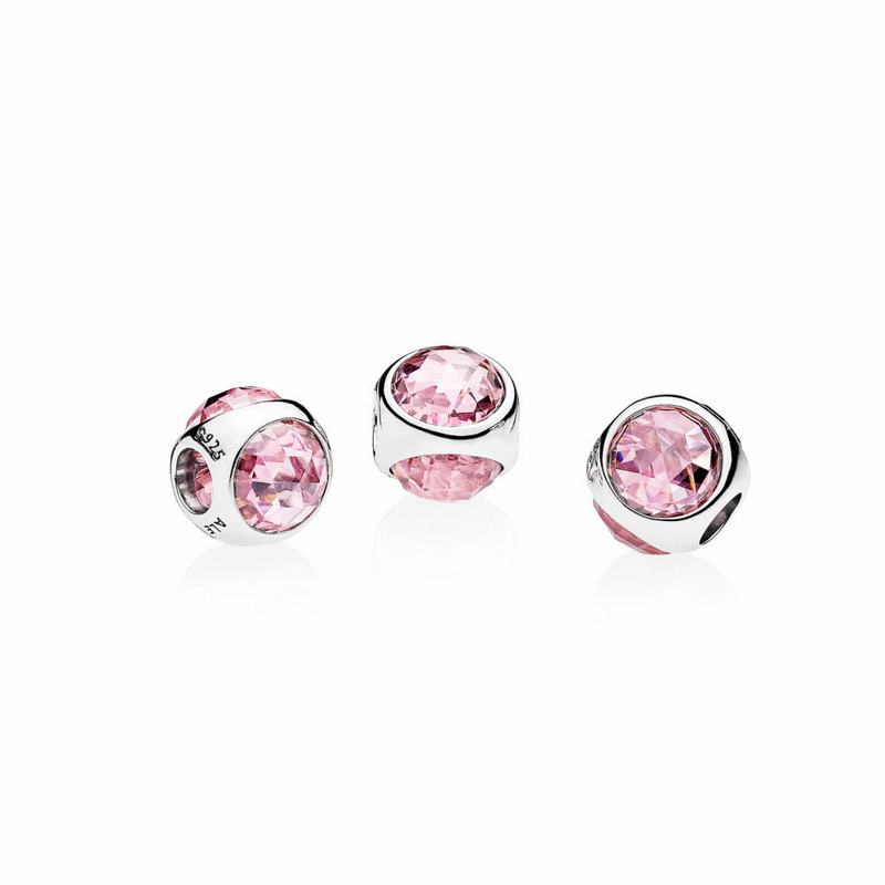 Pandora Radiant Droplet Charm - Sterling Silver/Pink/Cubic Zirconia - Canada | PJ5946MQ